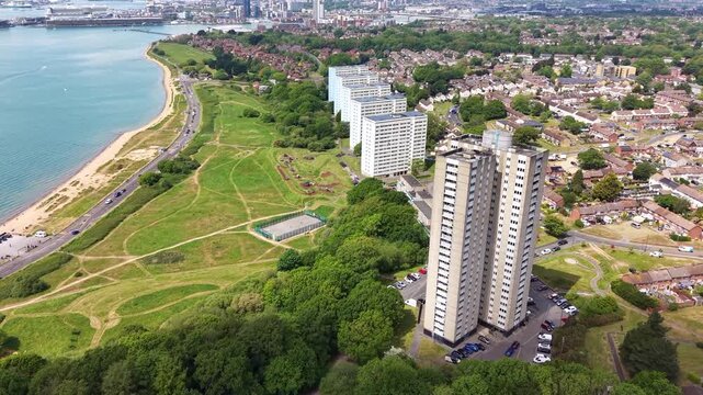 Aerial View of Southampton Waterfront, UK