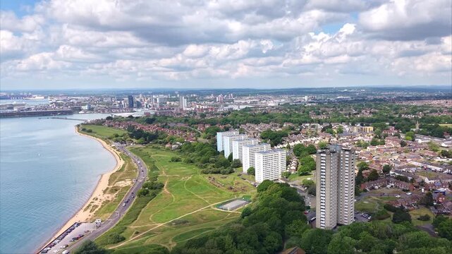 Aerial View of Southampton Waterfront, UK