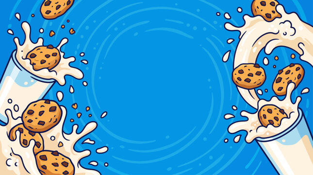 Cookies Background with Splash Milk