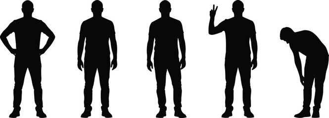 Human posture silhouette illustrations with standing poses, gestures, and body language vector design concepts © Sheikh