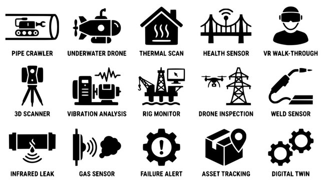 Industrial icons for monitoring and inspection technologies