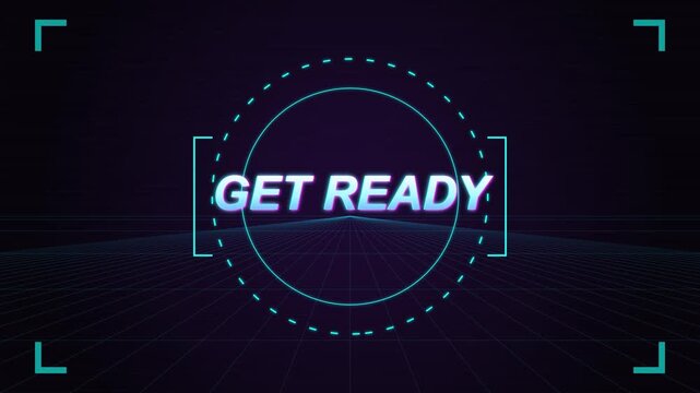 Get Ready Retro Synthwave Animation with Digital Grid Background