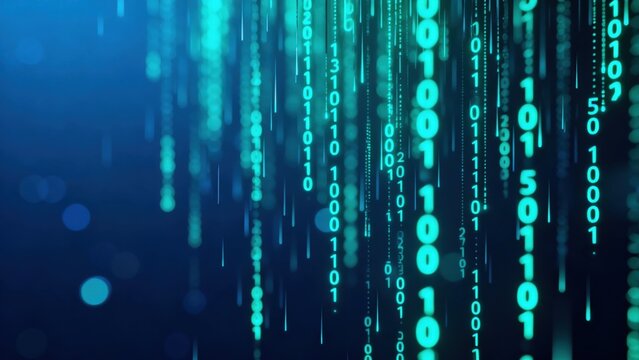 Digital binary code rain effect