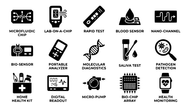 Medical diagnostic icons for health monitoring and testing technology