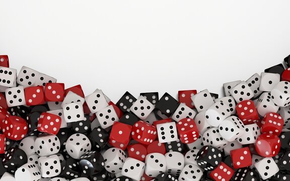 Multicolored Dice Border footer - 3D rendering