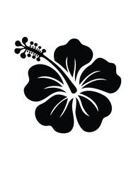 hibiscus flower silhouette, Hibiscus flower silhouette vector , tropical floral icon collection, black and white botanical illustration, exotic Hawaiian blossom logo design, isolated decorative  © SilhouetteForge