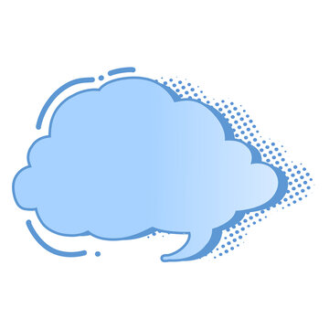 Blue Comic Style Cloud Speech Bubble Design Element