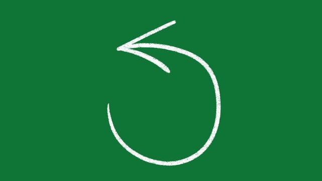 Hand-Drawn White Return Arrow 2D Animation on Green Screen | Animated Undo Refresh Asset | Minimalist Loop Doodle Motion Graphic