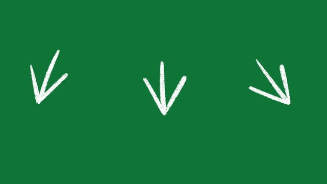 Hand-Drawn Down Arrow Direction 2D Animation on Green Screen
