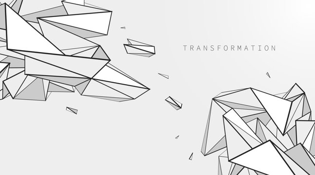 Structural transformation of fragmented forms into a coherent system, expressing process, balance, logic, and the evolution of complex integrated structure.