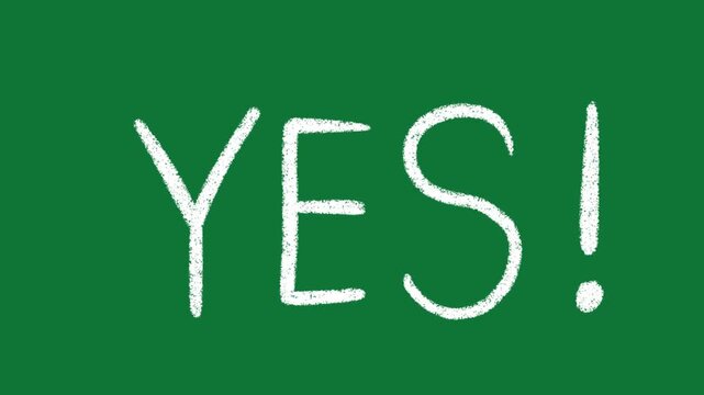Hand-Drawn YES Text Confirm Word 2D Animation on Green Screen
