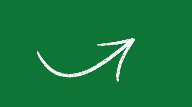 Hand-Drawn Curved Arrow Direction 2D Animation on Green Screen
