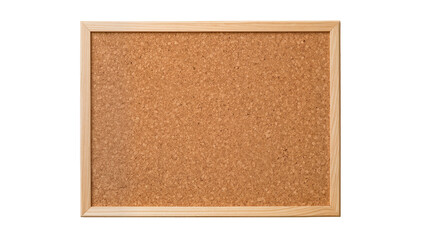 Fototapeta premium Natural cork bulletin board with light wood frame, isolated on transparent background