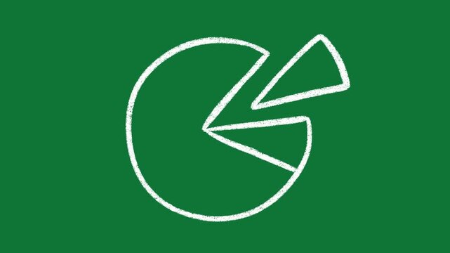 Hand-Drawn Pie Chart Data Slice 2D Animation on Green Screen
