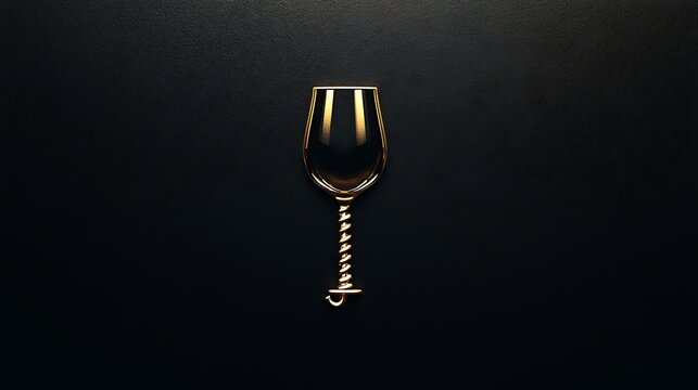 Elegant golden wine glass with a unique spiral stem design captured in a studio photograph that highlights the metallic luster and smooth polished finish of this luxury barware accessory item.