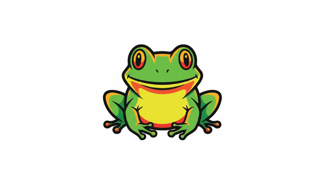 Cute Cartoon Frog Illustration.