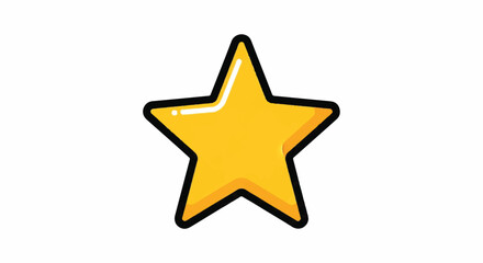 Obraz premium A bright yellow star with a thick black outline.