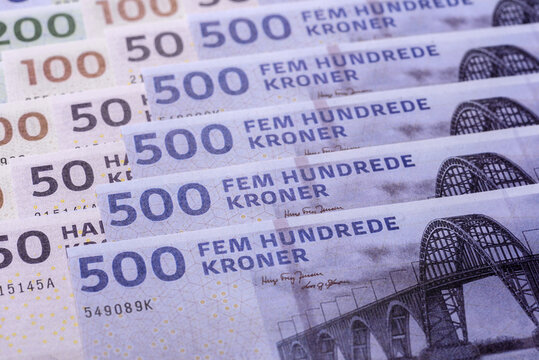 Money, currency of Denmark, Danish krone banknotes. Denmark, Danish money