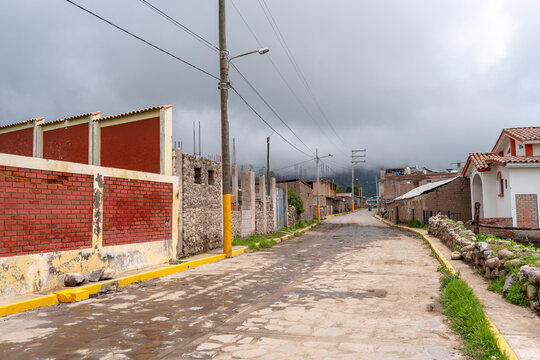 Street view of Cabanaconde village in Colca Canyon, Peru