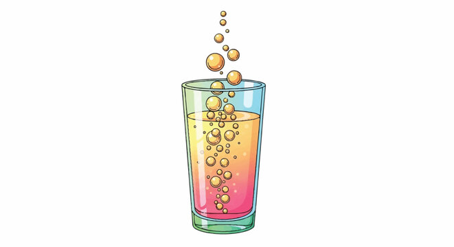 Refreshing Fizzy Drink with Bubbles Rising in a Glass.