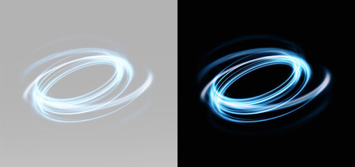 Glow blue light ring overlay for editing and creative digital art showing speed and rotational movement © theladydarina