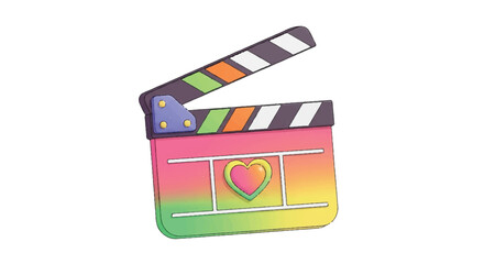 Fototapeta premium Colorful Clapperboard with Heart Symbol.