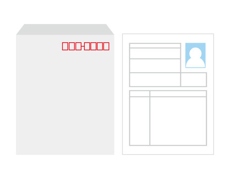 This is an illustration of a resume and an envelope.