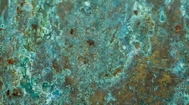 Abstract Green Patina Background with Oxidized Metal Effects