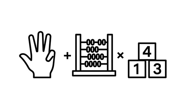 Mathematics and education concept with hand calculation abacus and numbers education calculation learning arithmetic counting addition multiplication knowledge academic training abstract