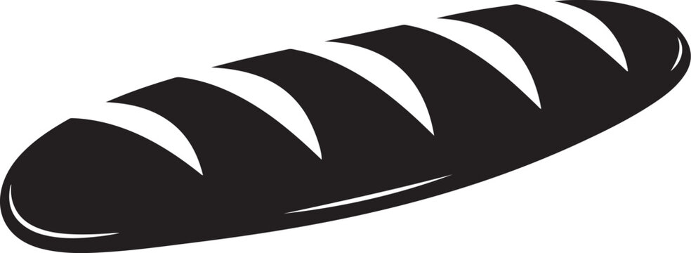 Black silhouette of a loaf of bread white background