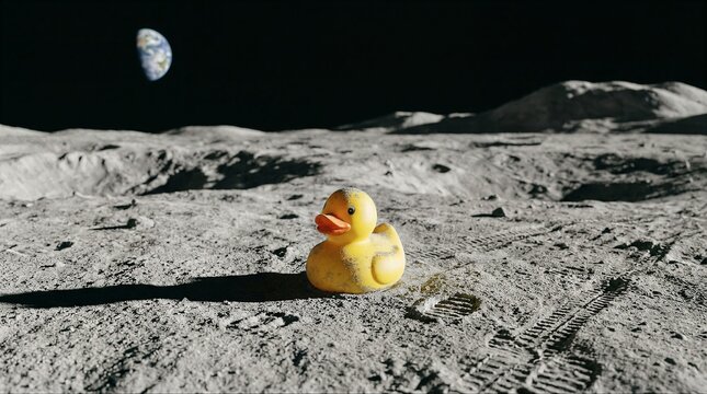 Yellow Rubber Duck on the Moon