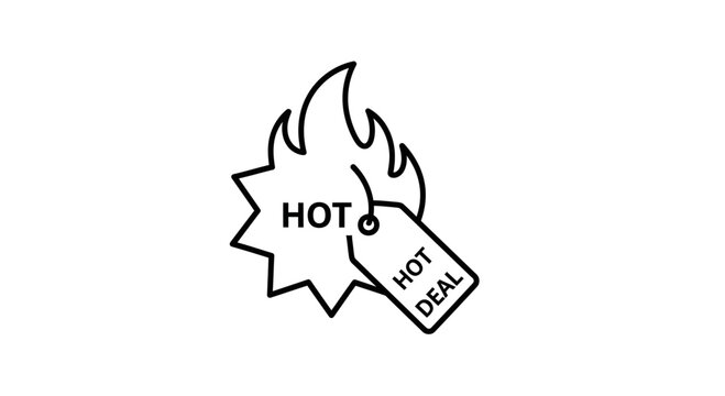 Hot Deal Starburst with Flame and Price Tag Icon