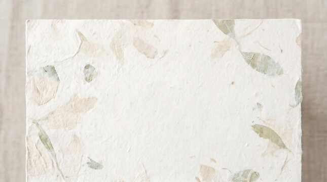 Handmade Botanical Paper Texture with Embedded Dried Leaves Natural Organic Background for Design