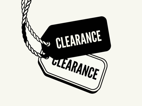 Vintage-style clearance sale tags with bold typography, emphasizing discounts and promotions, ideal for retail businesses looking to attract customers with visual appeal.