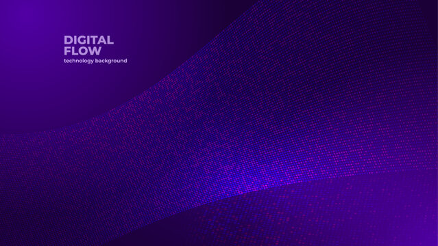 Digital Flow Technology Background with Abstract Particle Wave Pattern
