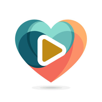 This vibrant image depicts a heart shape integrated with a play button, symbolizing love for videos, creativity, and engaging content in a visually appealing manner.