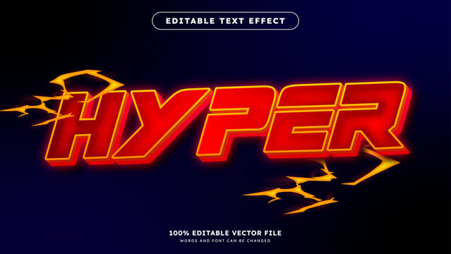 Hyper text effect with editable electric voltage font style