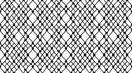Black fishing net seamless pattern vector with geometric rope mesh design © MdAmzad