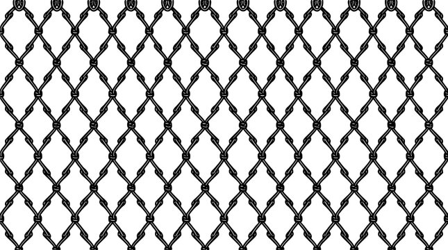 Abstract black fishing net mesh seamless pattern vector for nautical design