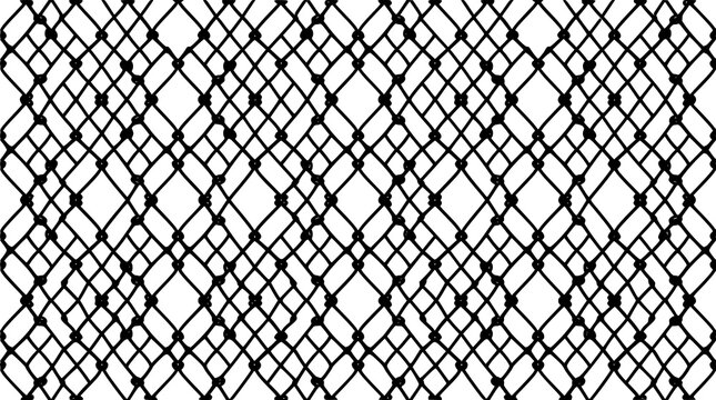 Black fishing net seamless pattern vector with geometric rope mesh design