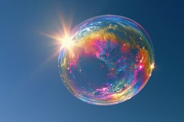 Naklejka premium Fragile World concept, Planet Earth as a soap bubble, representing the delicate balance of nature