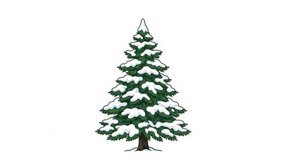 Obraz premium Snow covered evergreen pine tree vector illustration winter holiday design isolated