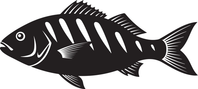 Black fish with white stripes on body and fins animal