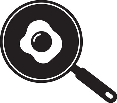 Black frying pan with egg white kitchen
