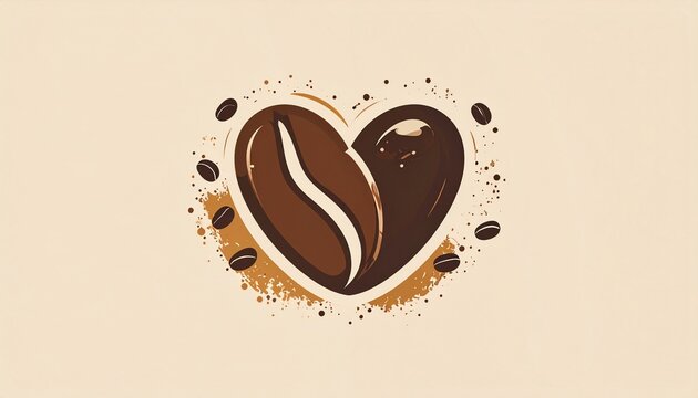Coffee Bean Heart Shape Illustration Design.