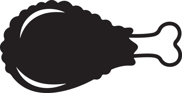 Black silhouette of a chicken leg bone