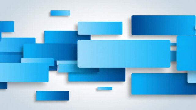 Abstract composition of geometric blue rectangles on white background