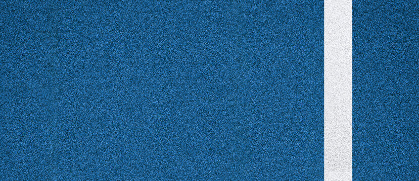 Blue sport field texture with white line close up background