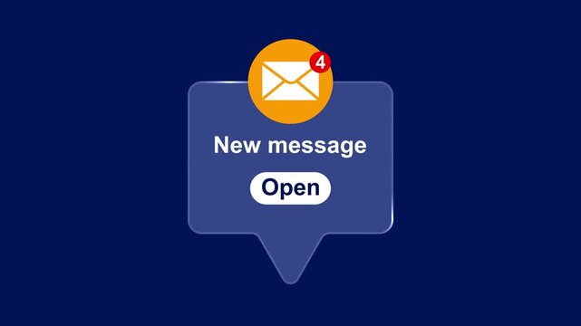 New Message Notification Popup with Email Alert Icon Animation. Incoming Email Notification UI Design.