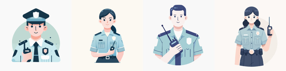 Fototapeta premium Police Officers in Uniform Standing 2.